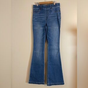 Spanx Jeans Womens S Blue Flare Jeggings Clean Girl Normcore Tall Girl Friendly